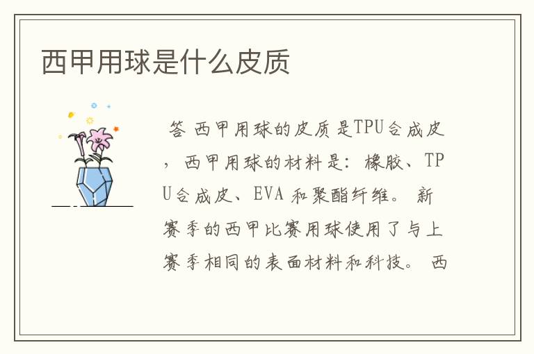 西甲用球是什么皮质