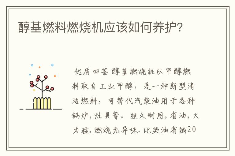醇基燃料燃烧机应该如何养护?