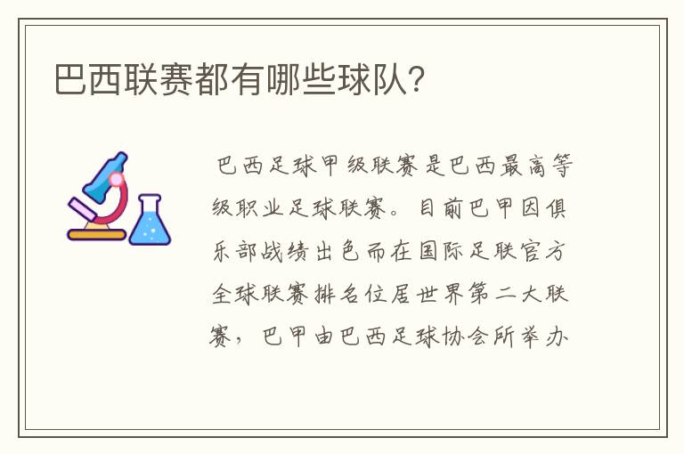 巴西联赛都有哪些球队?