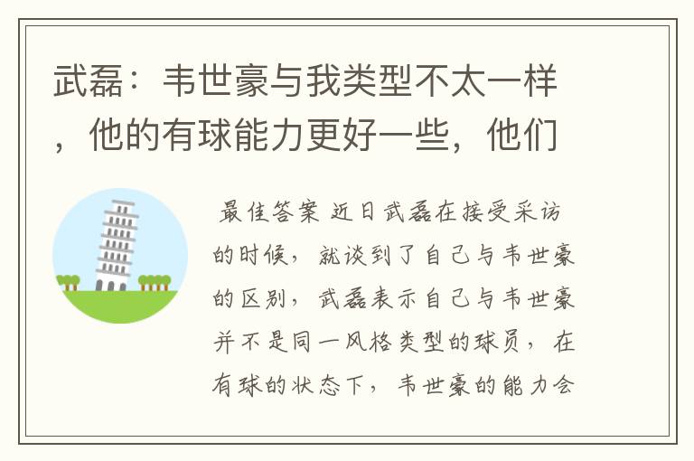 武磊:韦世豪与我类型不太一样,他的有球能力更好一些,他们谁更强?
