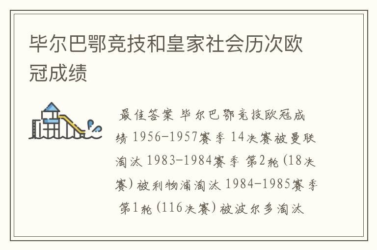 毕尔巴鄂竞技和皇家社会历次欧冠成绩
