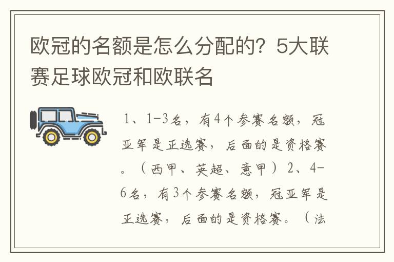 欧冠的名额是怎么分配的?5大联赛足球欧冠和欧联名