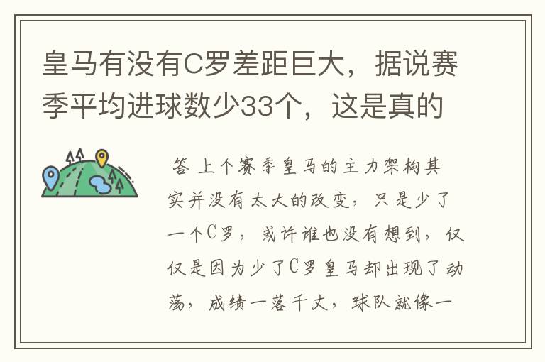 皇马有没有C罗差距巨大,据说赛季平均进球数少33个,这是真的吗,你怎么看?