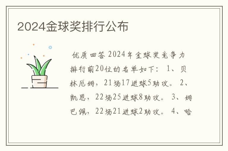 2024金球奖排行公布