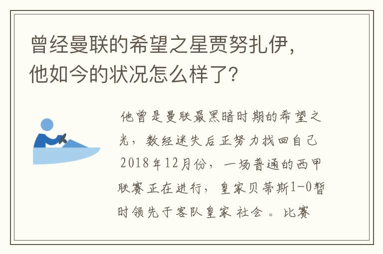 曾经曼联的希望之星贾努扎伊,他如今的状况怎么样了?