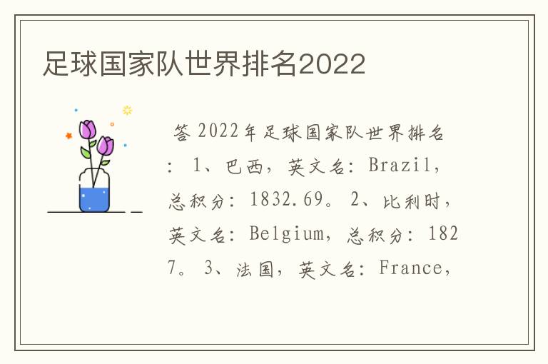 足球国家队世界排名2022