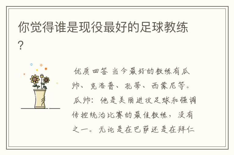 你觉得谁是现役最好的足球教练?