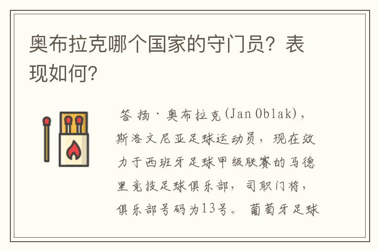 奥布拉克哪个国家的守门员?表现如何?