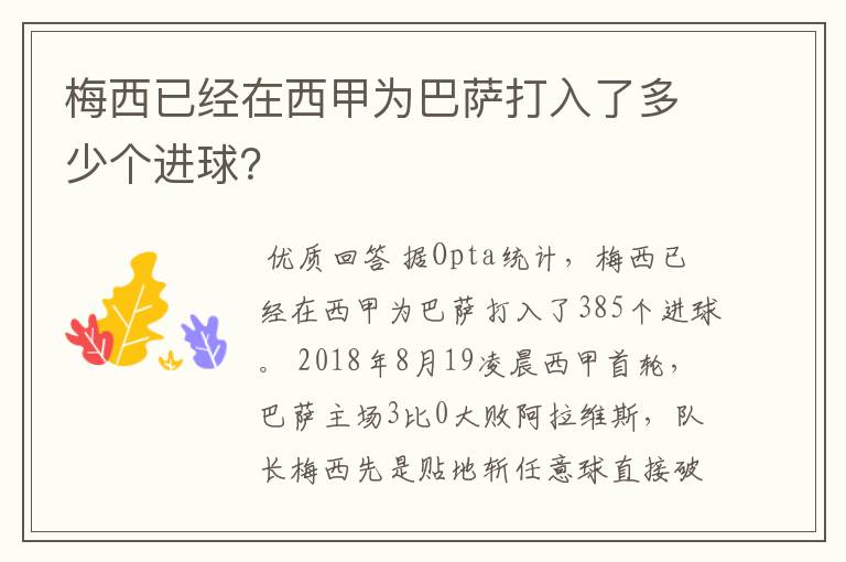 梅西已经在西甲为巴萨打入了多少个进球?