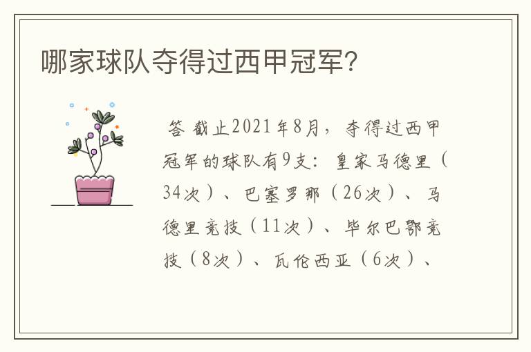哪家球队夺得过西甲冠军?