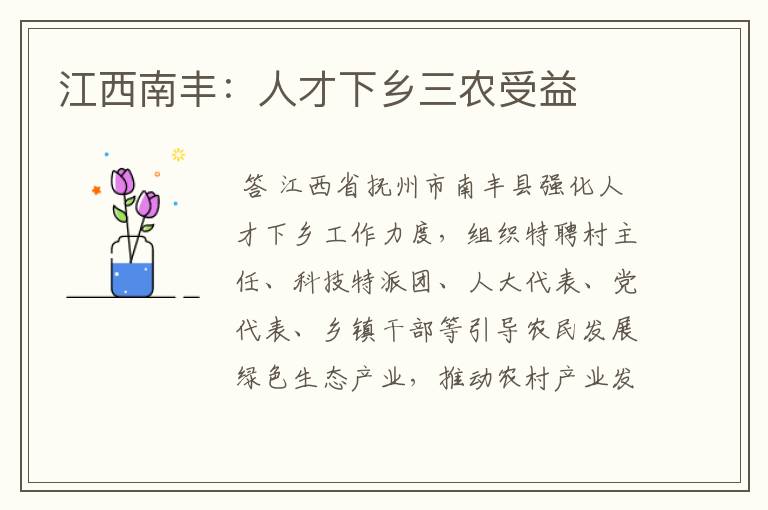 江西南丰:人才下乡三农受益