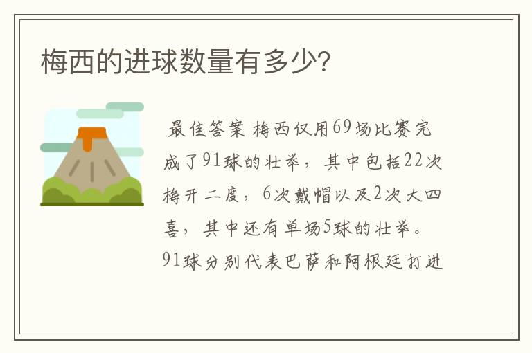 梅西的进球数量有多少?