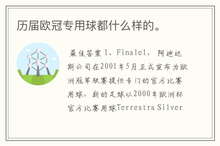 历届欧冠专用球都什么样的。