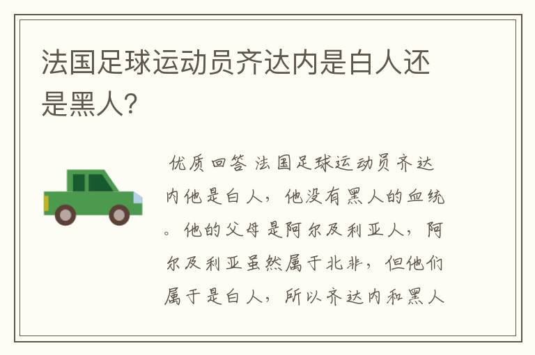 法国足球运动员齐达内是白人还是黑人?