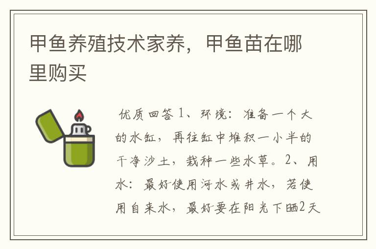 甲鱼养殖技术家养,甲鱼苗在哪里购买