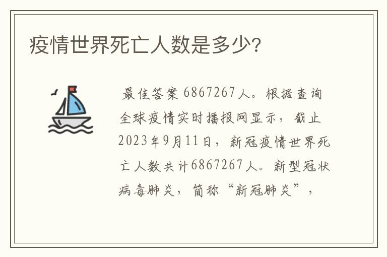 疫情世界死亡人数是多少?