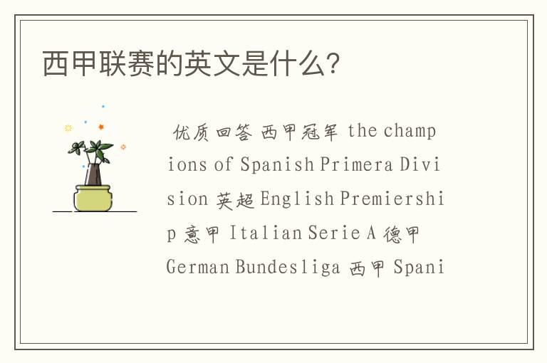 西甲联赛的英文是什么?