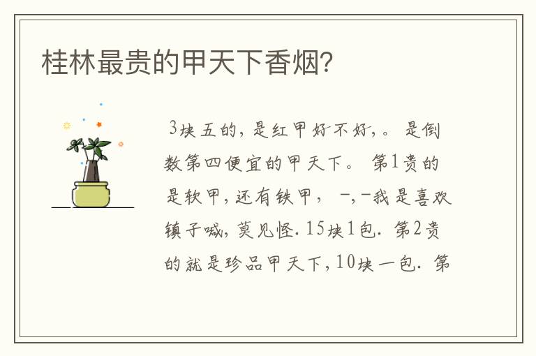 桂林最贵的甲天下香烟?