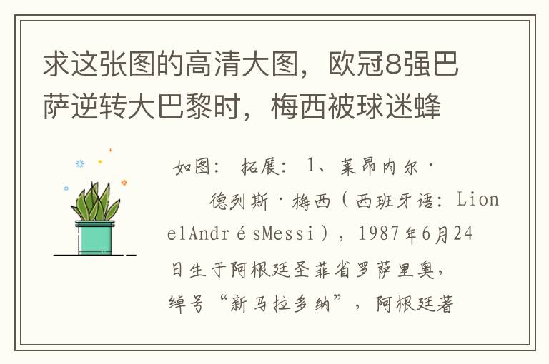 求这张图的高清大图,欧冠8强巴萨逆转大巴黎时,梅西被球迷蜂拥膜拜的那张图