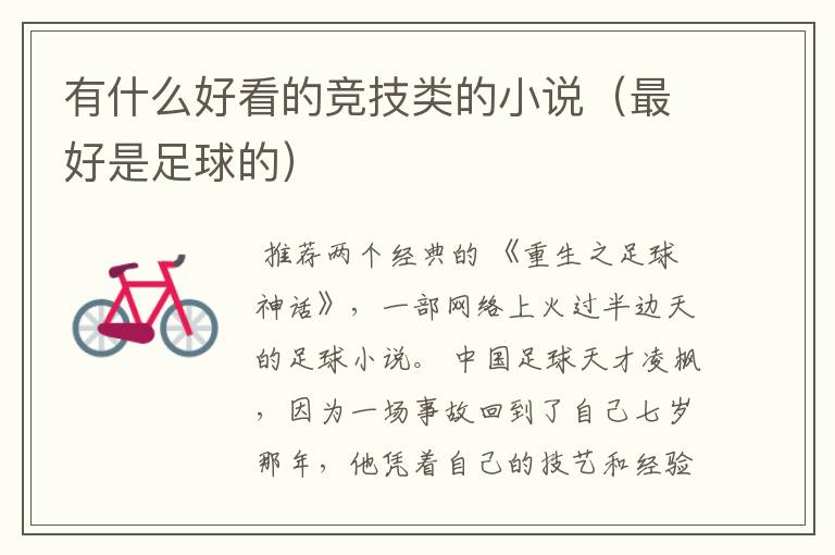 有什么好看的竞技类的小说(最好是足球的)