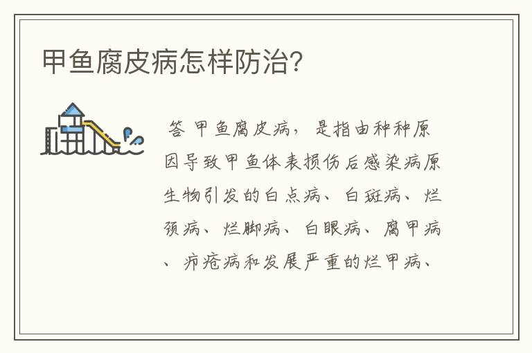 甲鱼腐皮病怎样防治?