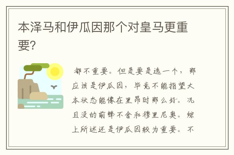 本泽马和伊瓜因那个对皇马更重要?