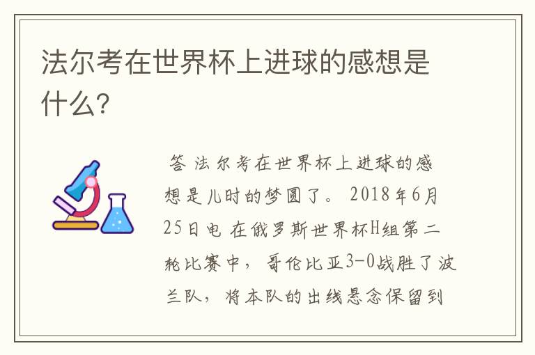 法尔考在世界杯上进球的感想是什么?