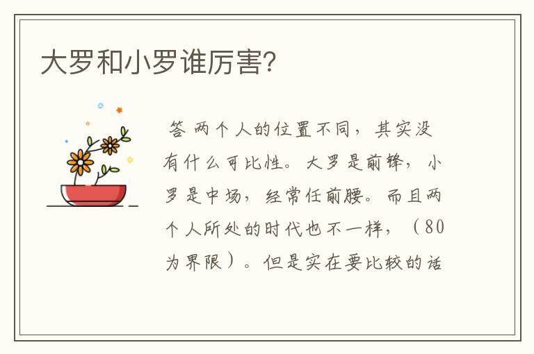 大罗和小罗谁厉害?