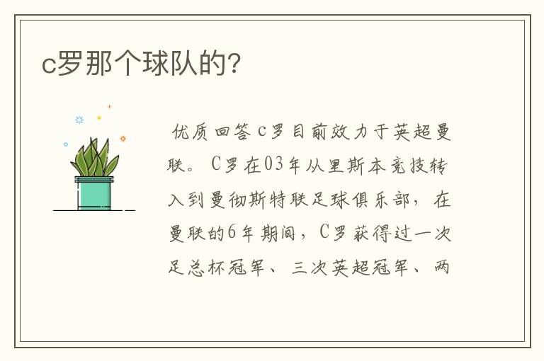 c罗那个球队的?