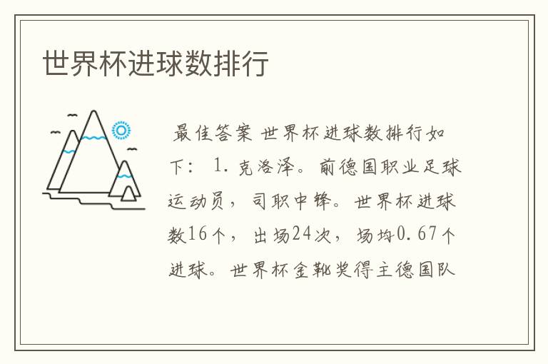 世界杯进球数排行