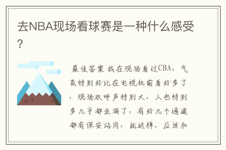 去NBA现场看球赛是一种什么感受?