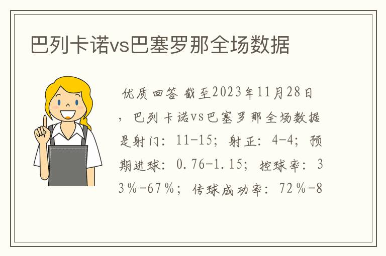 巴列卡诺vs巴塞罗那全场数据