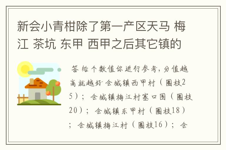 新会小青柑除了第一产区天马 梅江 茶坑 东甲 西甲之后其它镇的比较好的排序哪个镇比较好的