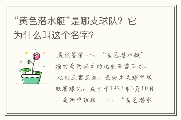 “黄色潜水艇”是哪支球队?它为什么叫这个名字?