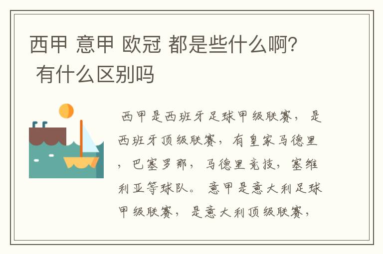 西甲 意甲 欧冠 都是些什么啊? 有什么区别吗
