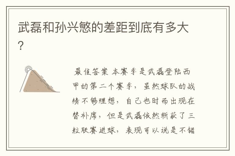 武磊和孙兴慜的差距到底有多大?