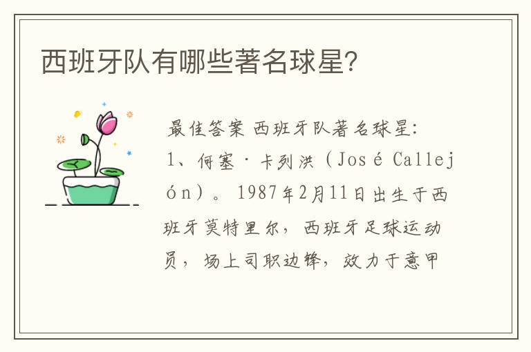 西班牙队有哪些著名球星?
