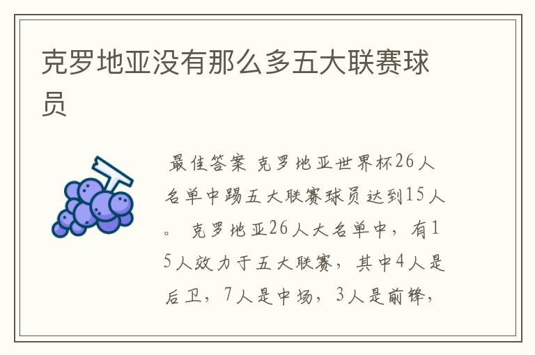 克罗地亚没有那么多五大联赛球员