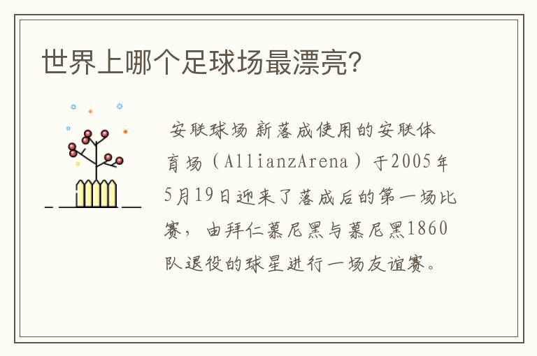 世界上哪个足球场最漂亮?