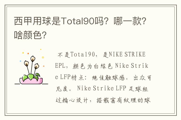 西甲用球是Total90吗?哪一款?啥颜色?