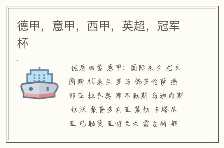 德甲,意甲,西甲,英超,冠军杯