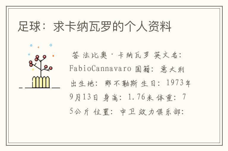足球:求卡纳瓦罗的个人资料