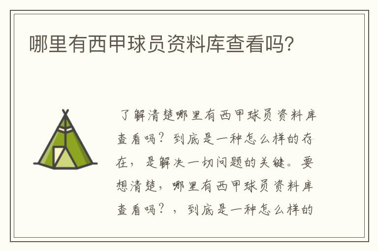 哪里有西甲球员资料库查看吗?