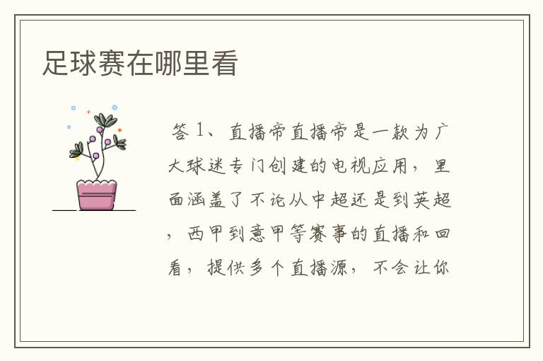 足球赛在哪里看