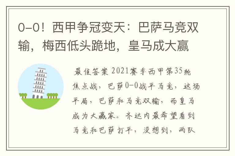0-0!西甲争冠变天:巴萨马竞双输,梅西低头跪地,皇马成大赢家