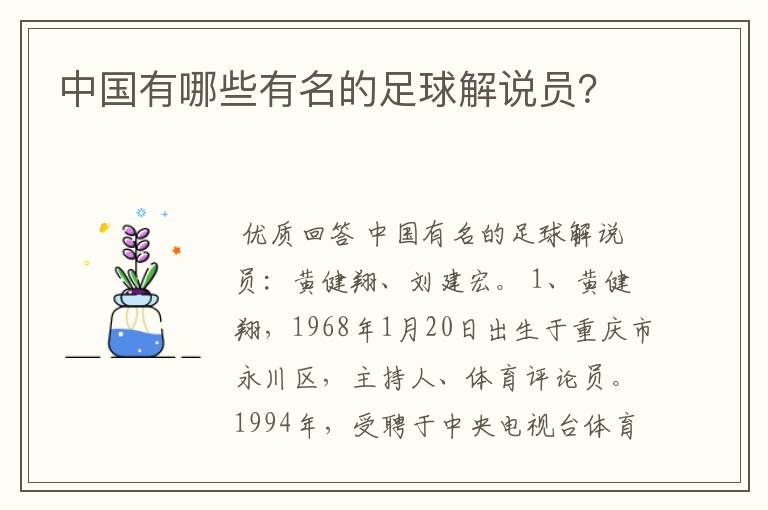 中国有哪些有名的足球解说员?