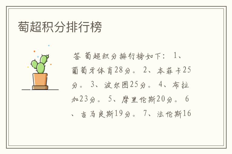 萄超积分排行榜
