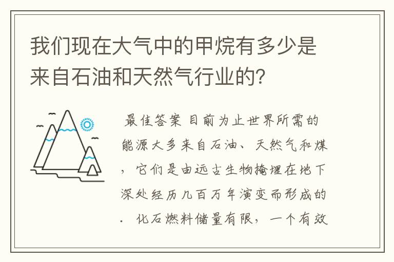 我们现在大气中的甲烷有多少是来自石油和天然气行业的?