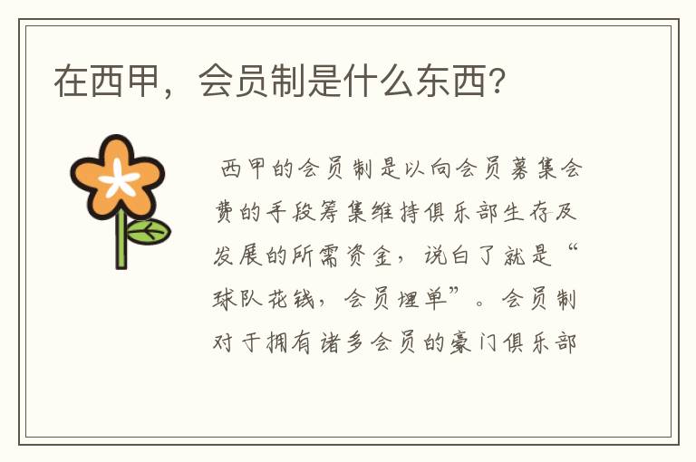 在西甲,会员制是什么东西?