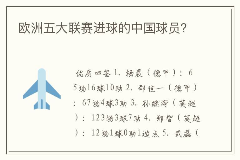 欧洲五大联赛进球的中国球员?